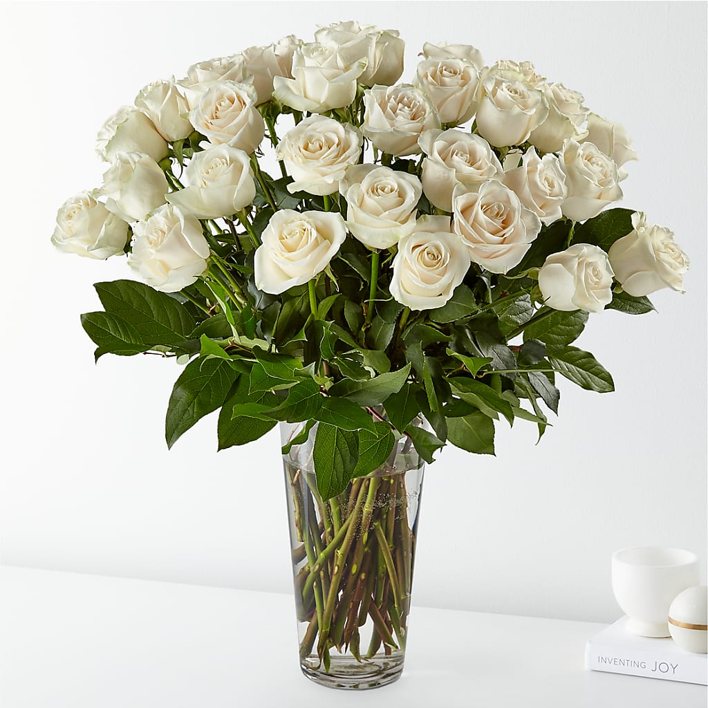 Long Stem White Rose Bouquet – Moderna Flowers, Rosamond CA