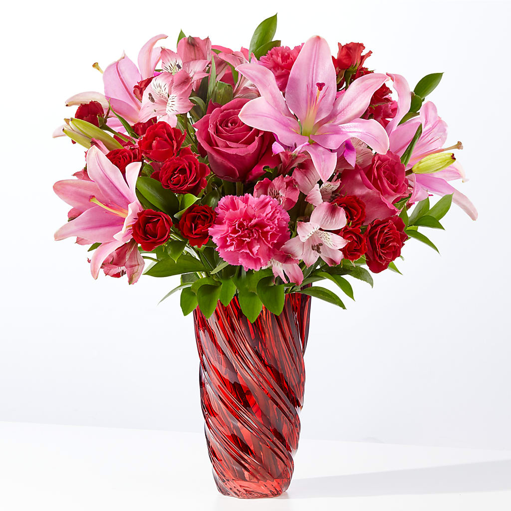 In Love Bouquet with Luxe Swirl Vase – Moderna Flowers, Rosamond CA