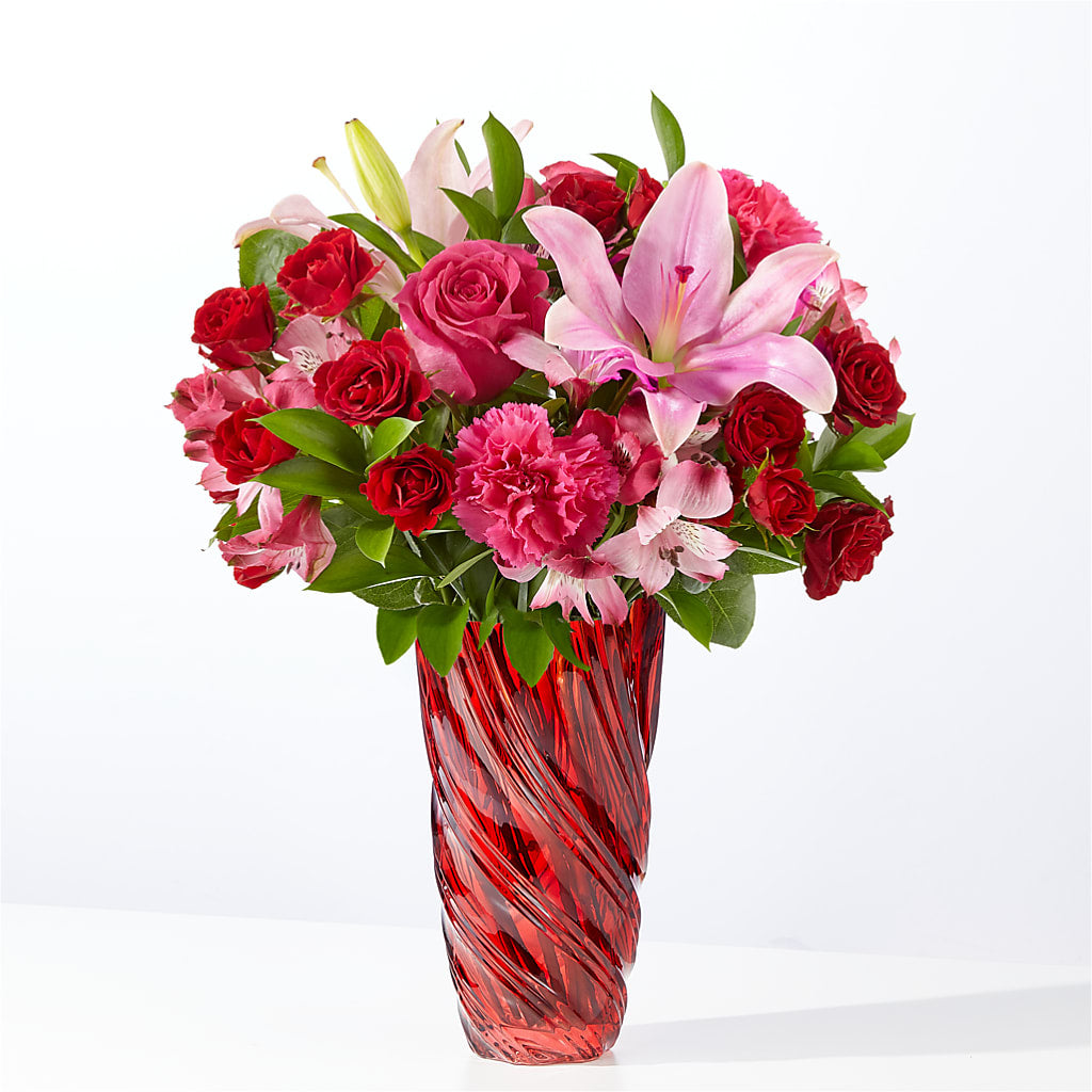 In Love Bouquet with Luxe Swirl Vase – Moderna Flowers, Rosamond CA