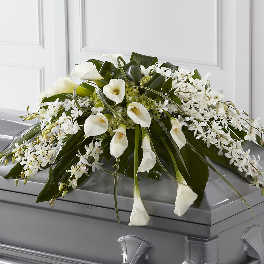 Angel Wings Casket Spray – Moderna Flowers, Rosamond CA