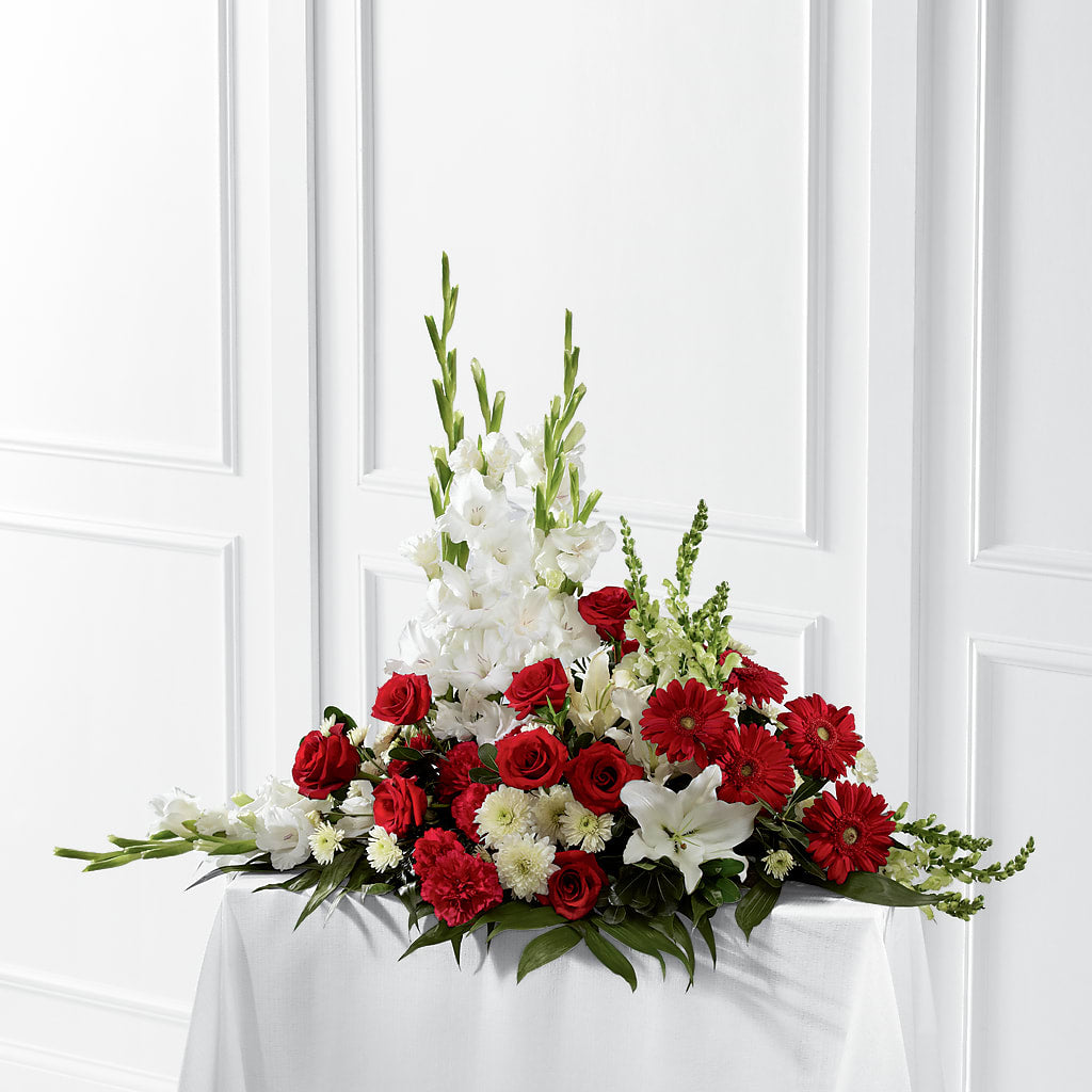 Crimson & White Arrangement – Moderna Flowers, Rosamond CA