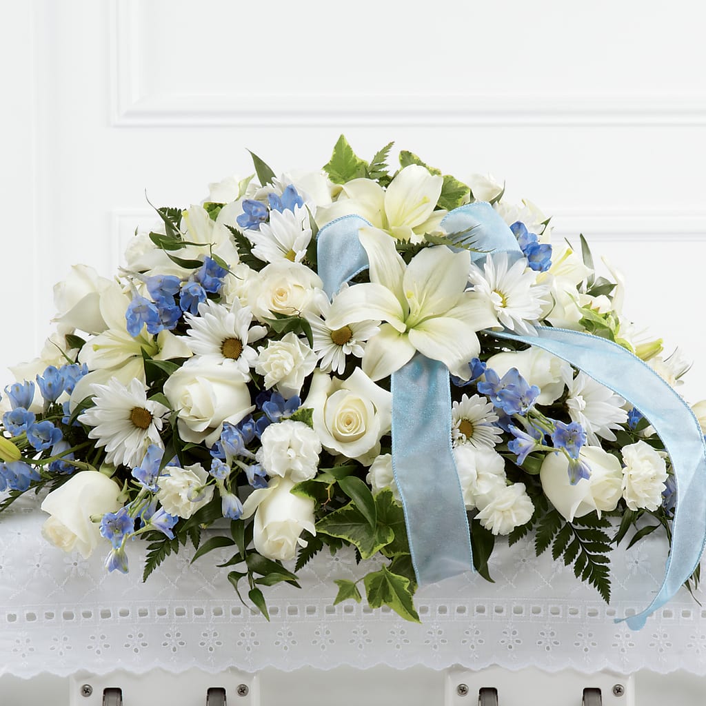 Tender Treasure Casket Spray – Moderna Flowers, Rosamond CA