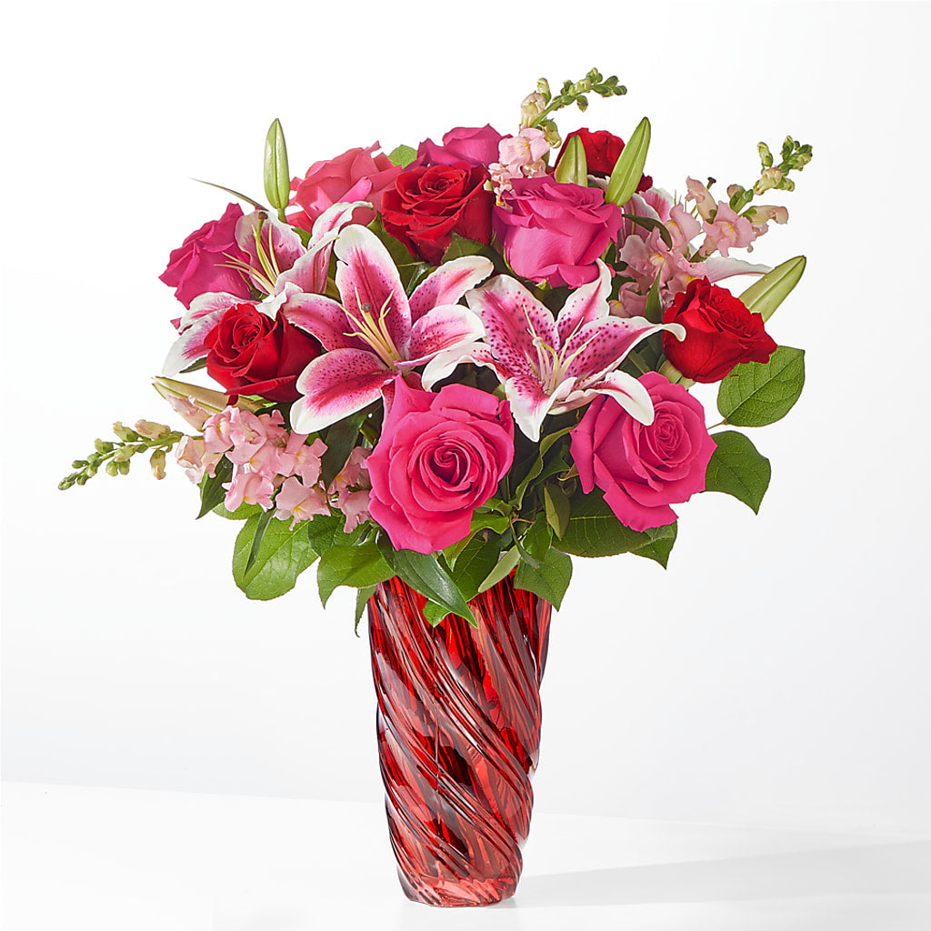 Always You Bouquet with Luxe Swirl Vase – Moderna Flowers, Rosamond CA