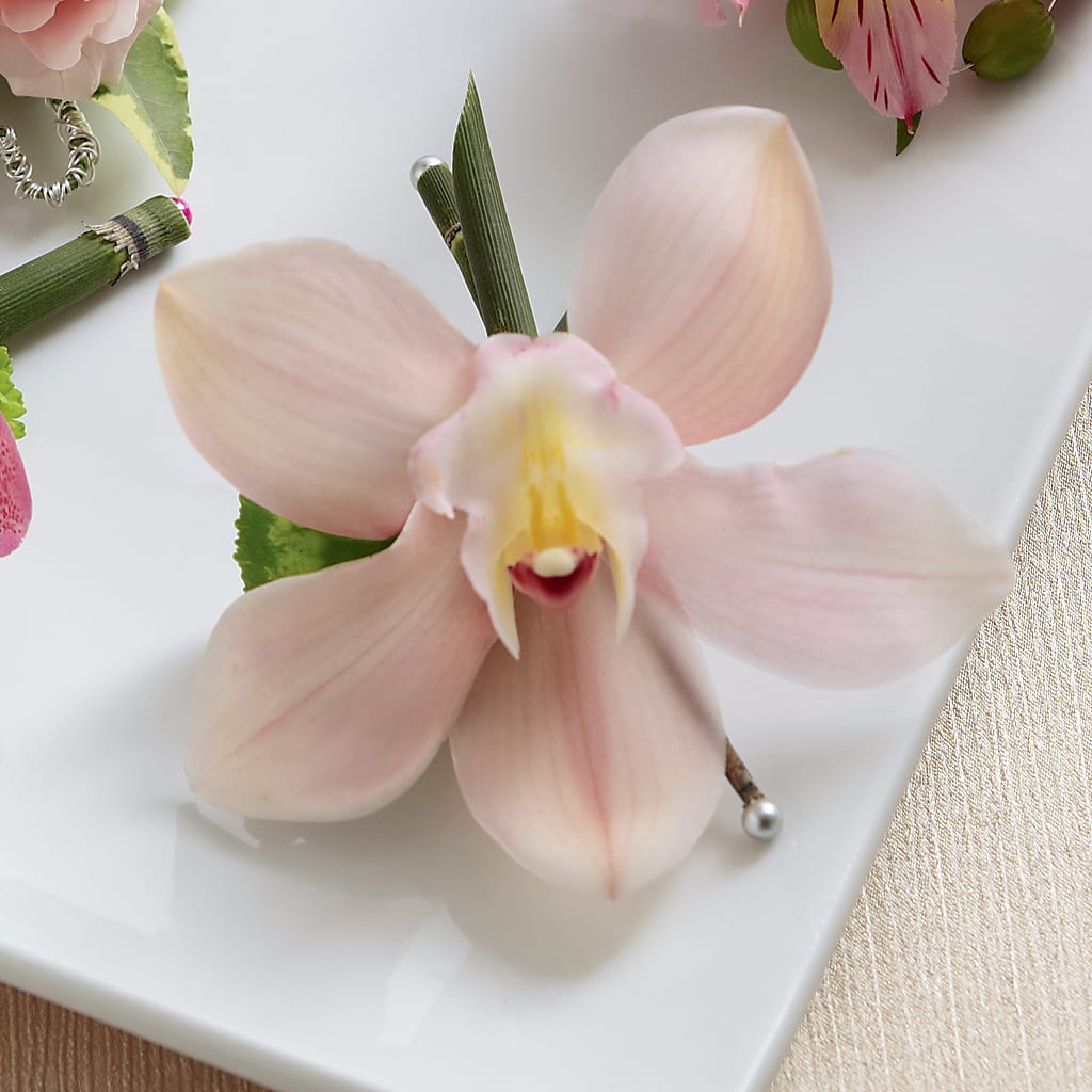Pink Cymbidium Boutonniere – Moderna Flowers, Rosamond CA