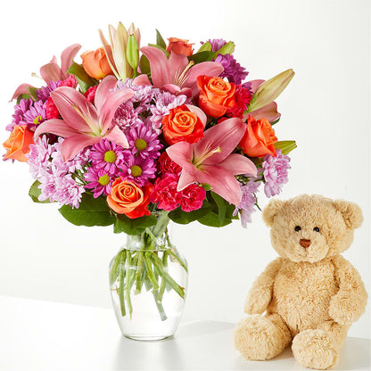 One and Only Bouquet and Bear Bundle –  Moderna Flowers, Rosamond CA