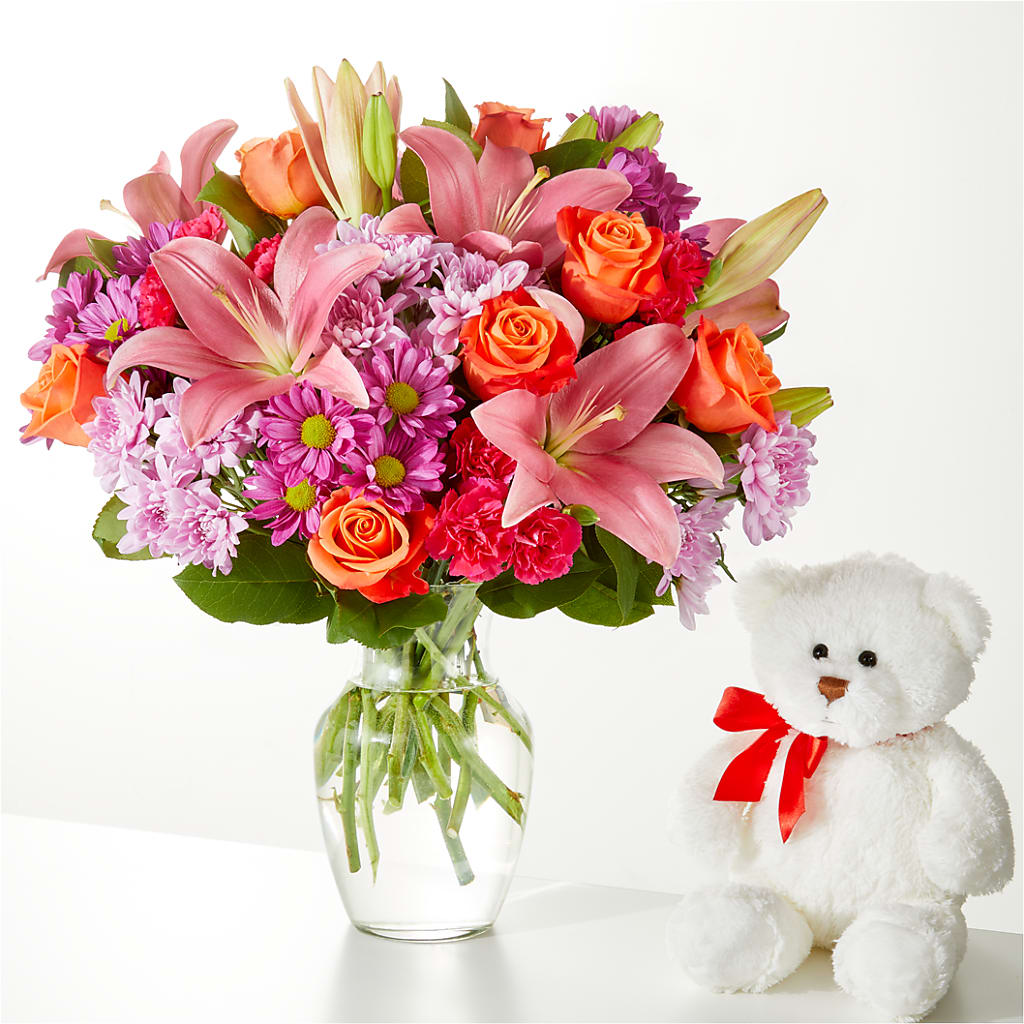 One and Only Bouquet and Bear Bundle –  Moderna Flowers, Rosamond CA