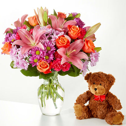 One and Only Bouquet and Bear Bundle –  Moderna Flowers, Rosamond CA