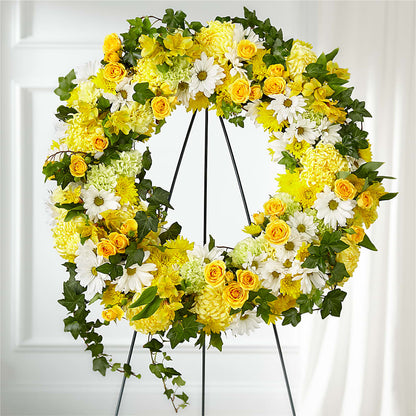 Golden Remembrance Wreath –  Moderna Flowers, Rosamond CA