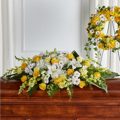 Golden Harmony Casket Spray –  Moderna Flowers, Rosamond CA