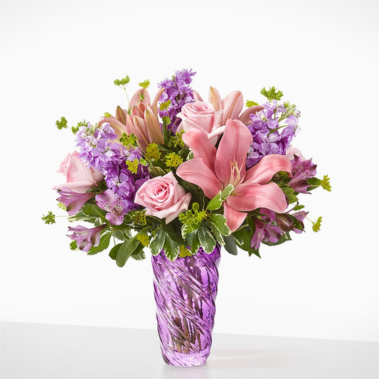 Precious Petals Bouquet with Luxe Swirl Vase –  Moderna Flowers, Rosamond CA