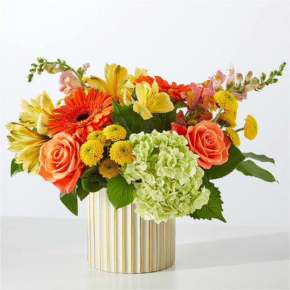 Autumn Sunshine Bouquet with Ivory Vase –  Moderna Flowers, Rosamond CA