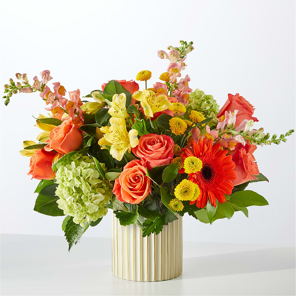 Autumn Sunshine Bouquet with Ivory Vase –  Moderna Flowers, Rosamond CA