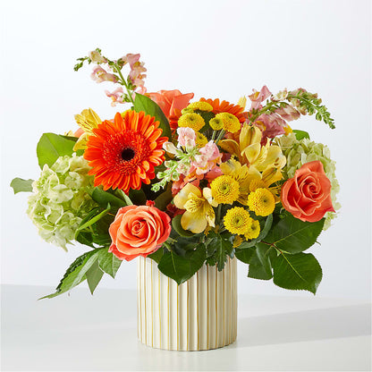 Autumn Sunshine Bouquet with Ivory Vase –  Moderna Flowers, Rosamond CA