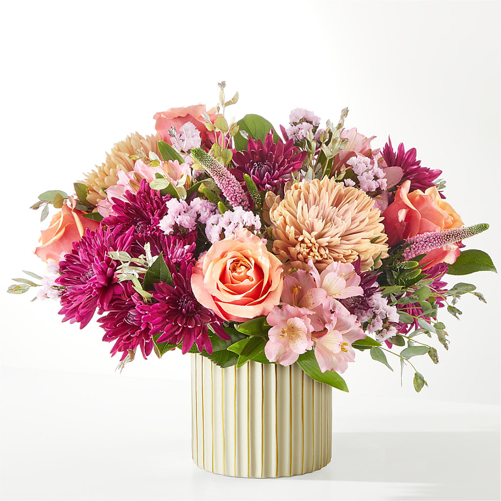 Berry Cobbler Bouquet with Ivory Vase –  Moderna Flowers, Rosamond CA