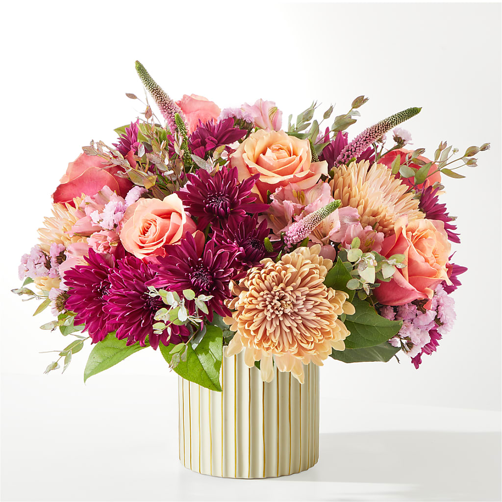 Berry Cobbler Bouquet with Ivory Vase –  Moderna Flowers, Rosamond CA