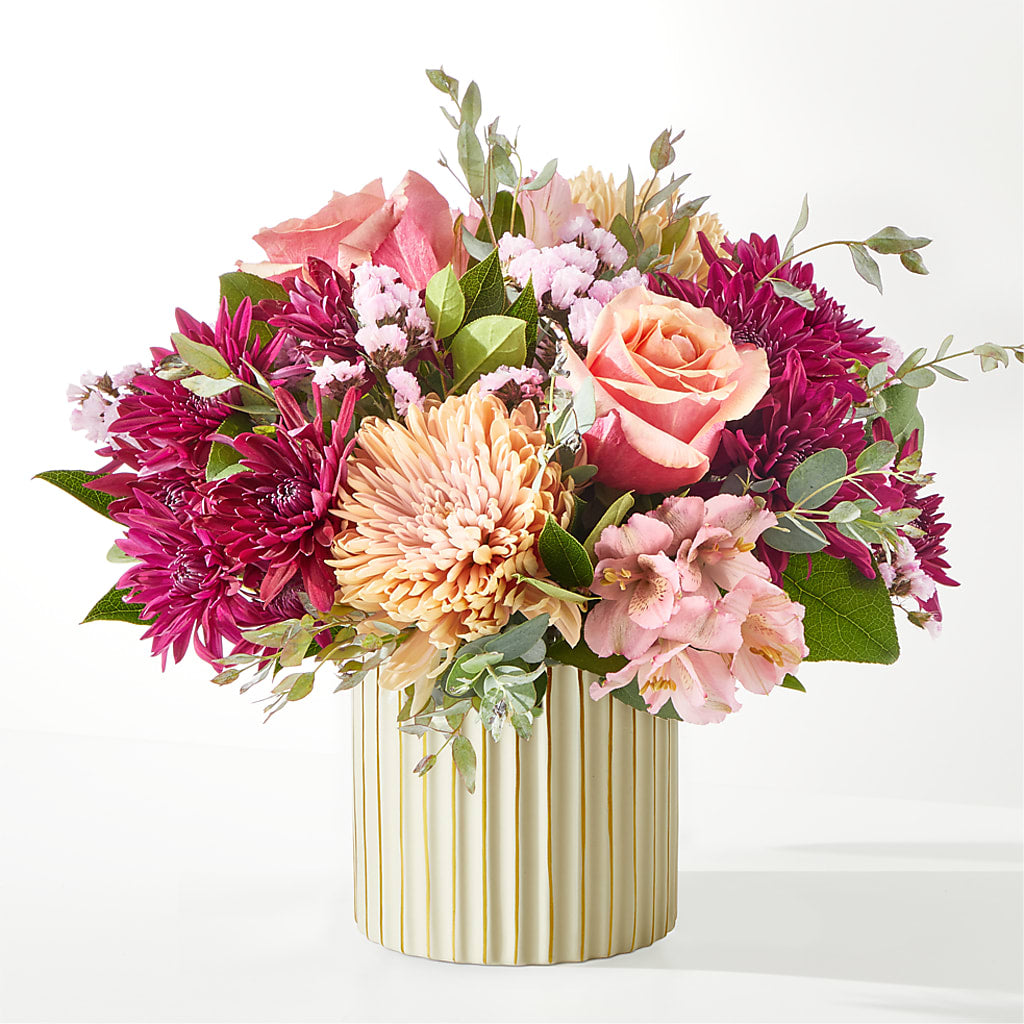 Berry Cobbler Bouquet with Ivory Vase –  Moderna Flowers, Rosamond CA