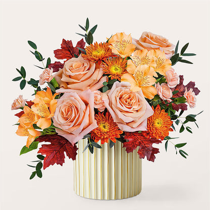 Spiced Latte Bouquet with Ivory Vase –  Moderna Flowers, Rosamond CA