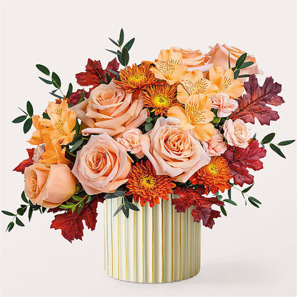 Spiced Latte Bouquet with Ivory Vase –  Moderna Flowers, Rosamond CA
