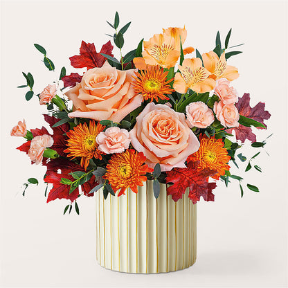 Spiced Latte Bouquet with Ivory Vase –  Moderna Flowers, Rosamond CA