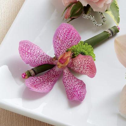 Pink Mokara Boutonniere –  Moderna Flowers, Rosamond CA